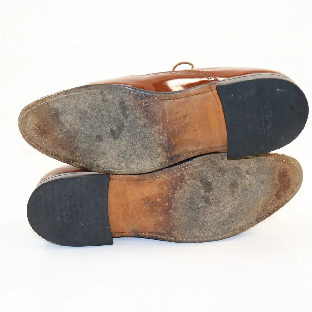 Stacy Baldwin Wingtip‎ Oxford Mens 11 Brown Patent Lizard Embossed Dress Shoes